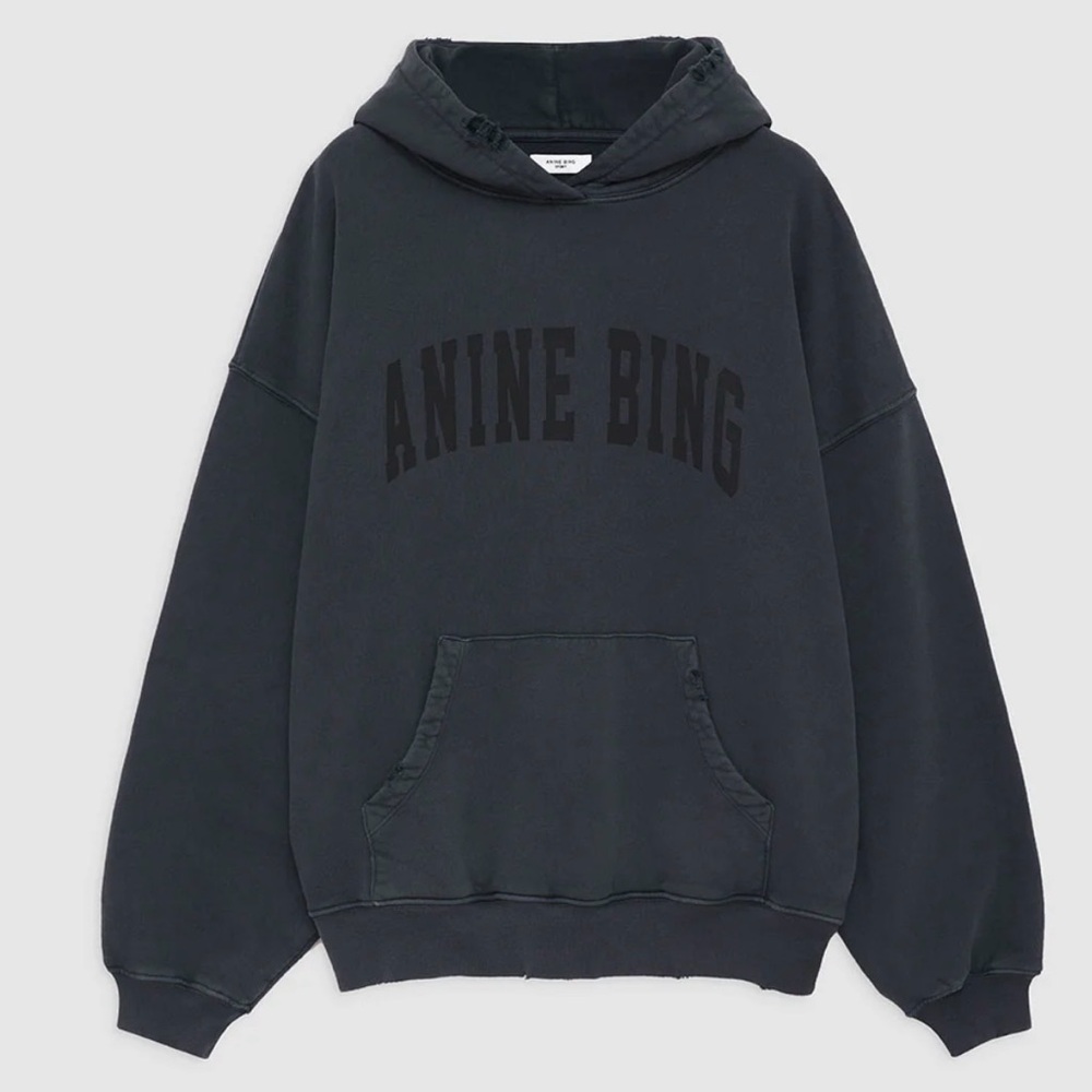 Anine Bing XL Harvey Sweatshirt in Dark Washed Black